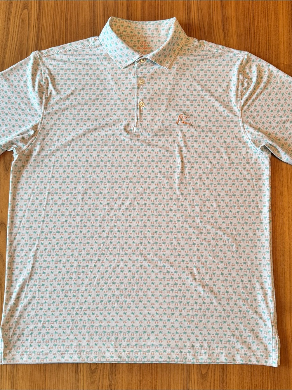 Rhoback Light Blue & Pink Palm-Print Polo